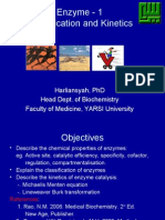 Enzyme - 1 Classification and Kinetics: Harliansyah, PHD Head Dept. of Biochemistry Faculty of Medicine, Yarsi University