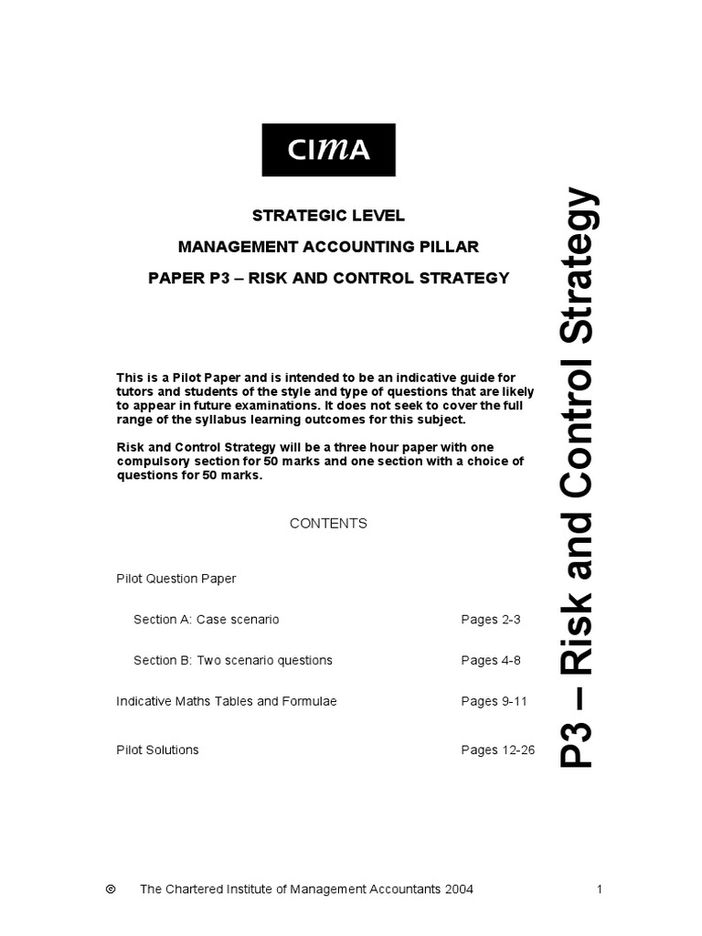CIMA P3 Management Accounting Risk and Control Strategy Solved Past ...