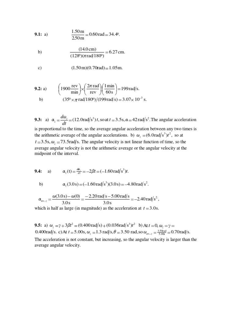 Analysis of Rotational Motion Concepts Through Worked Problems