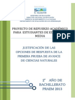 Justificacic3b3n de Las Opciones de Respuesta de La Primera Prueba de Avance de Ciencias Naturales e28093 Segundo Ac3b1o de Bachillerato Praem 2013