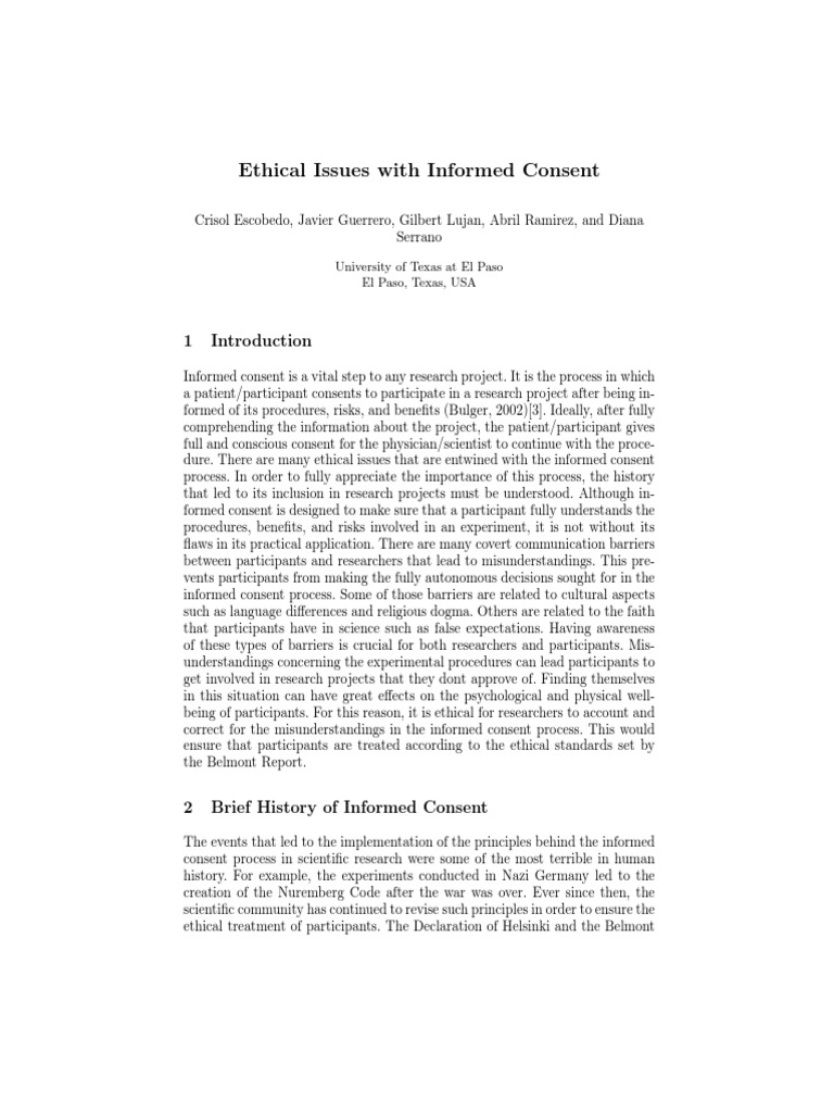 Ethical Issues With Informed Consent | PDF | Informed Consent ...