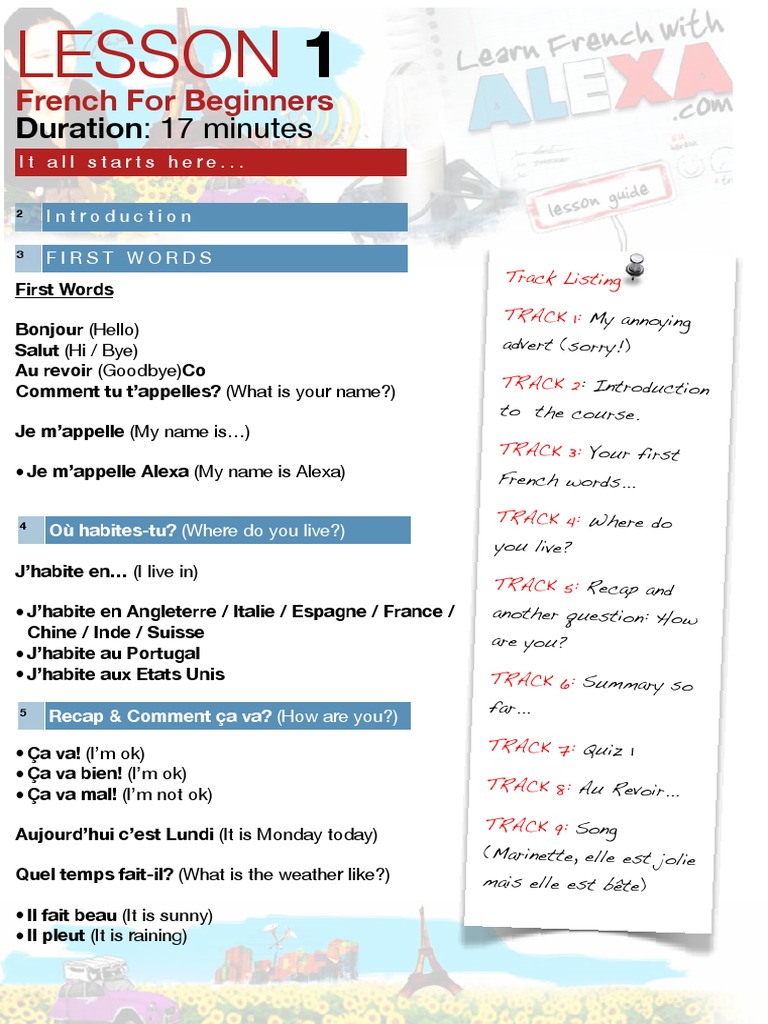 Leçon 1 : Français pour Débutants | PDF