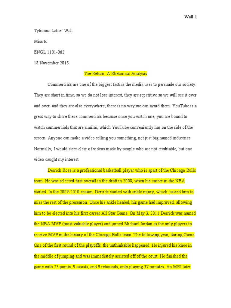 rhetorical analysis Chicago Bulls National Basketball Association