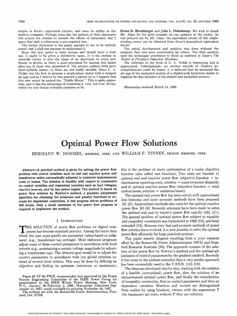 Optimal Power Flow Methodology | PDF | Mathematical Optimization ...