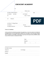 Student Application Form - 2014