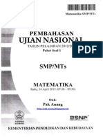 Pembahasan Soal UN Matematika SMP 2013 Paket 1