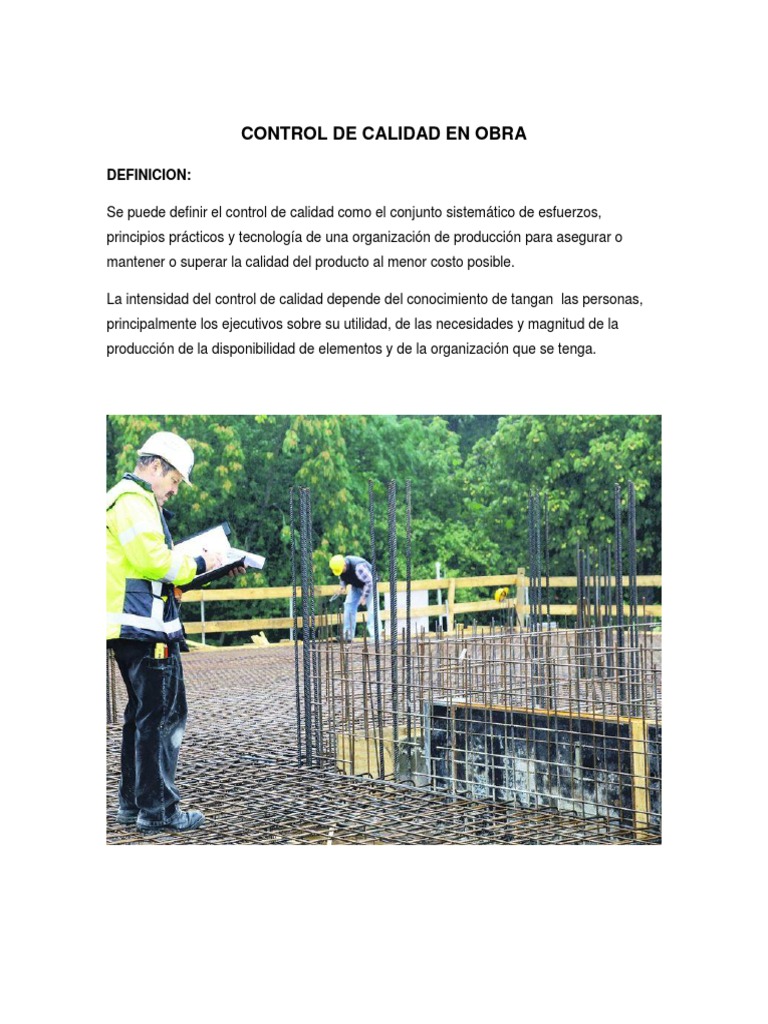 Control de Calidad en Construcción | PDF | Calidad (comercial ...