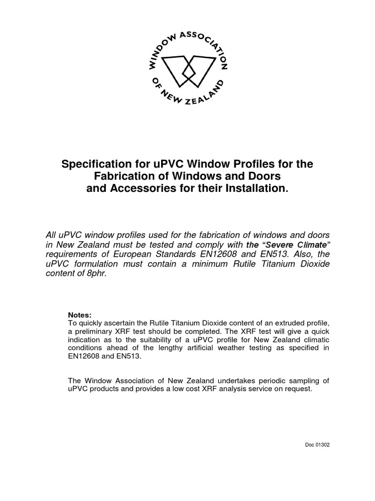 uPVC Window Profile Specifications | PDF