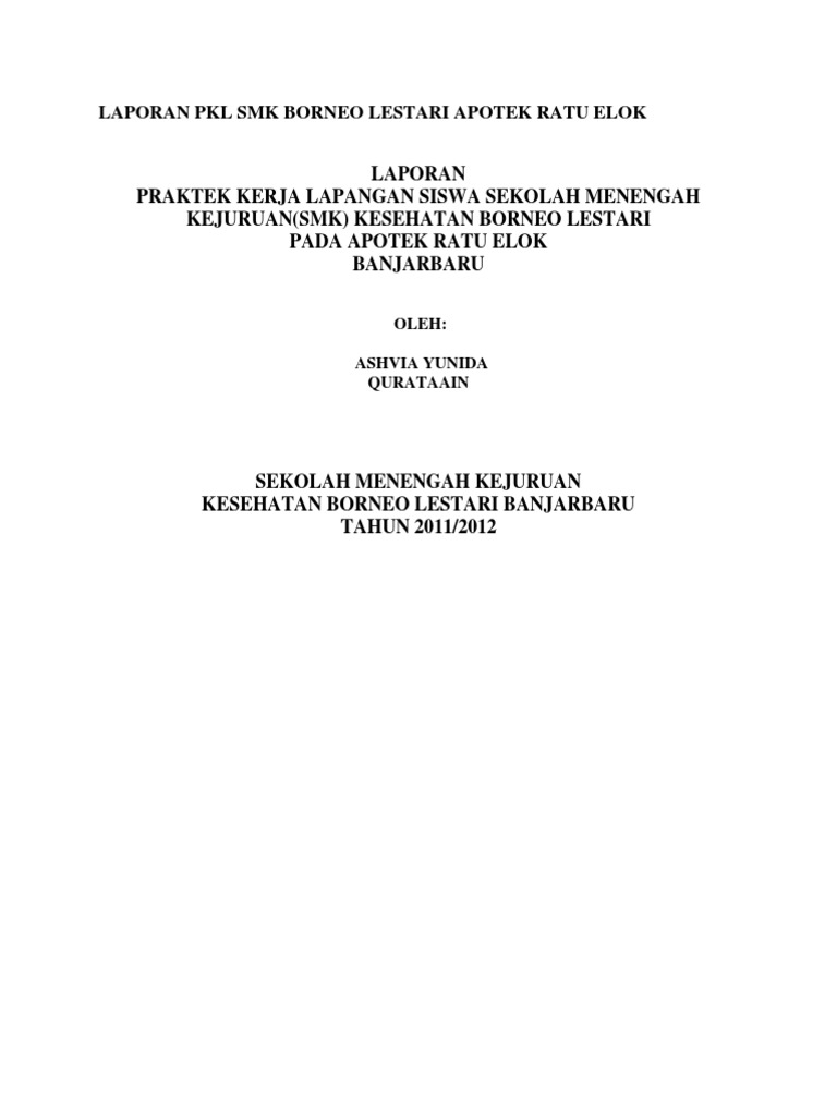 Contoh Laporan Apotek