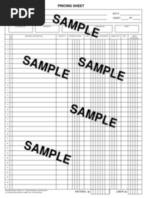 Project Takeoff Sheet