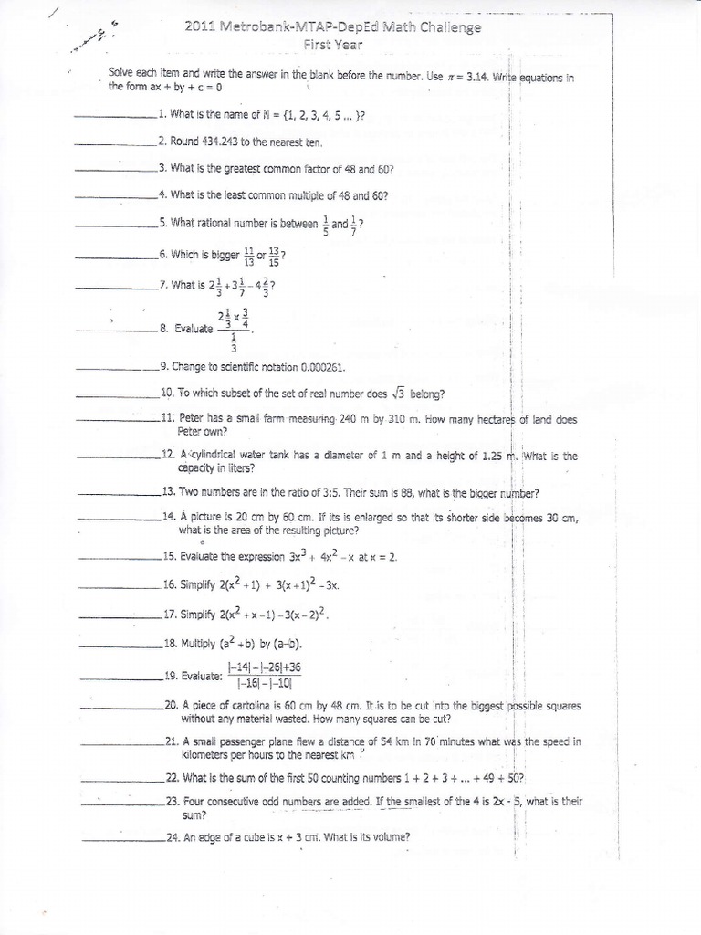 2011 Reviewer For MTAP - 4 | PDF | Elementary Mathematics ...