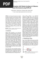 Mobile Robot Navigation with Obstacle Avoidance in Unknown Indoor Environment using MATLAB