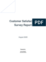 Customer Satisfaction Survey Report: August 2009