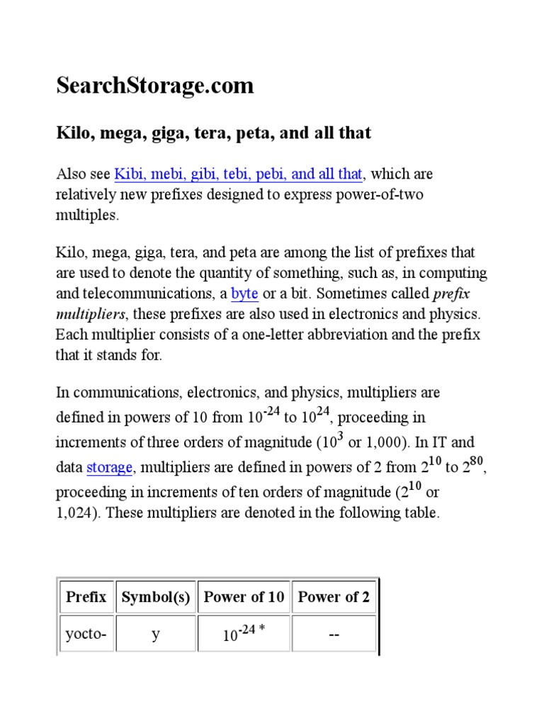 Kilo, Mega, Giga, Tera, Peta, And All That | Data Rate Units | Byte