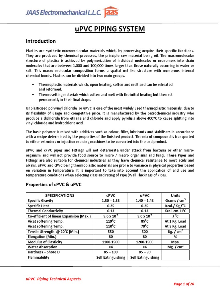uPVC Piping System Technical Guide | PDF | Polyvinyl Chloride ...