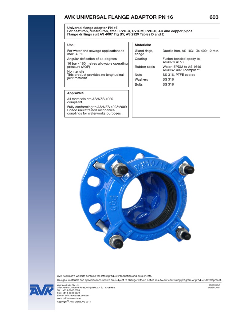 AVK Flange Adaptor Materials Building Engineering