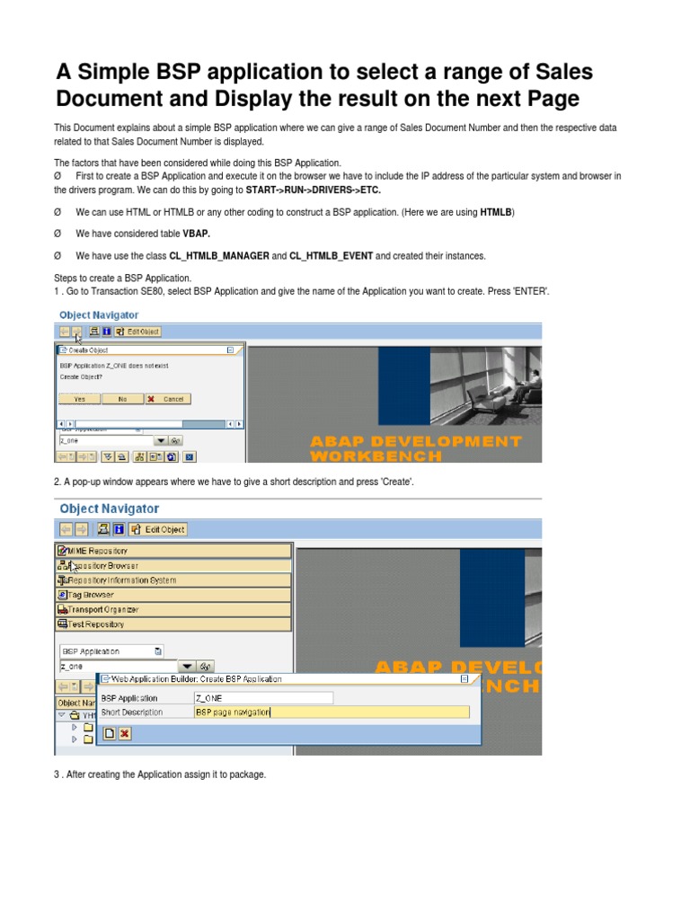A Simple BSP Application To Select A Range of Sales Document and ...
