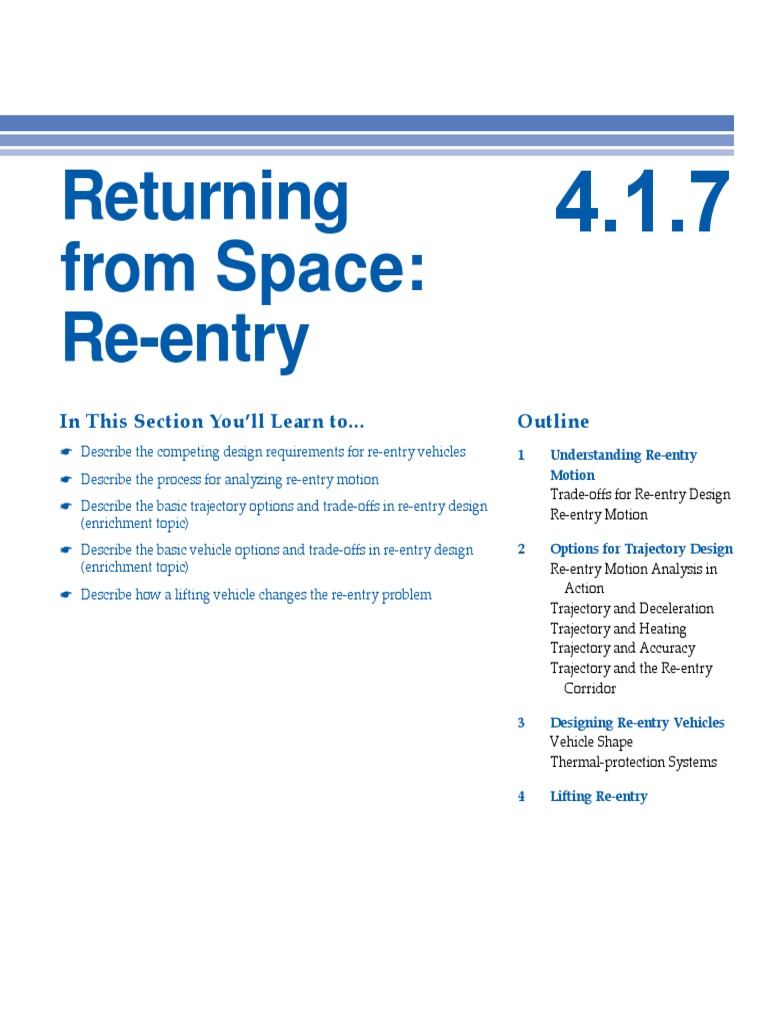 Re-entry Dynamics and Design Trade-offs | PDF | Atmospheric Entry ...