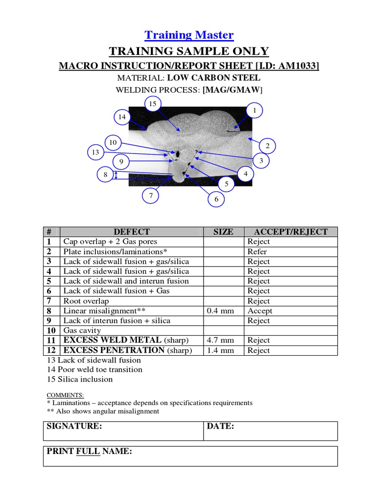 Macro Master Welding Defect Report | PDF