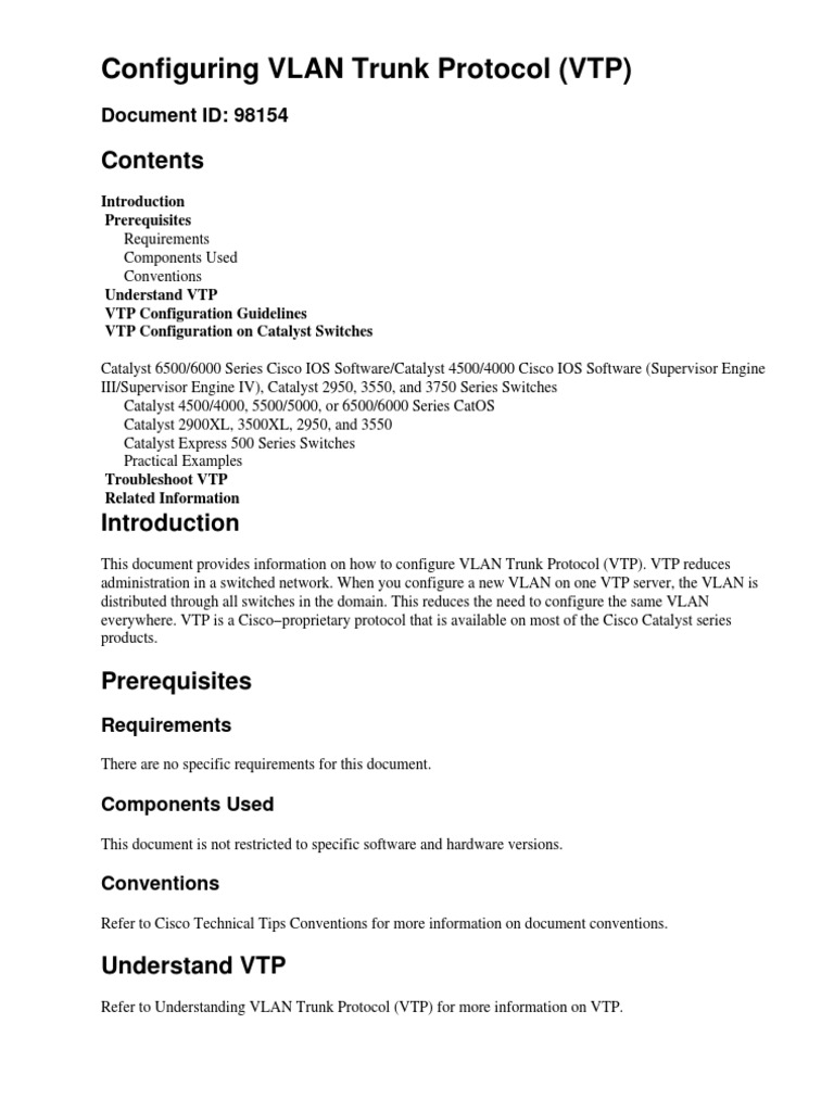 Conf Vlan VTP Trunk | PDF