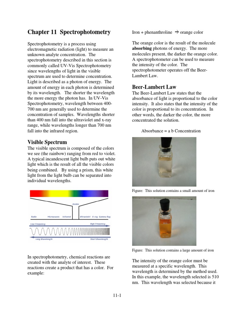 Chapter 11 Spectrophotometry BeerLambert Law PDF