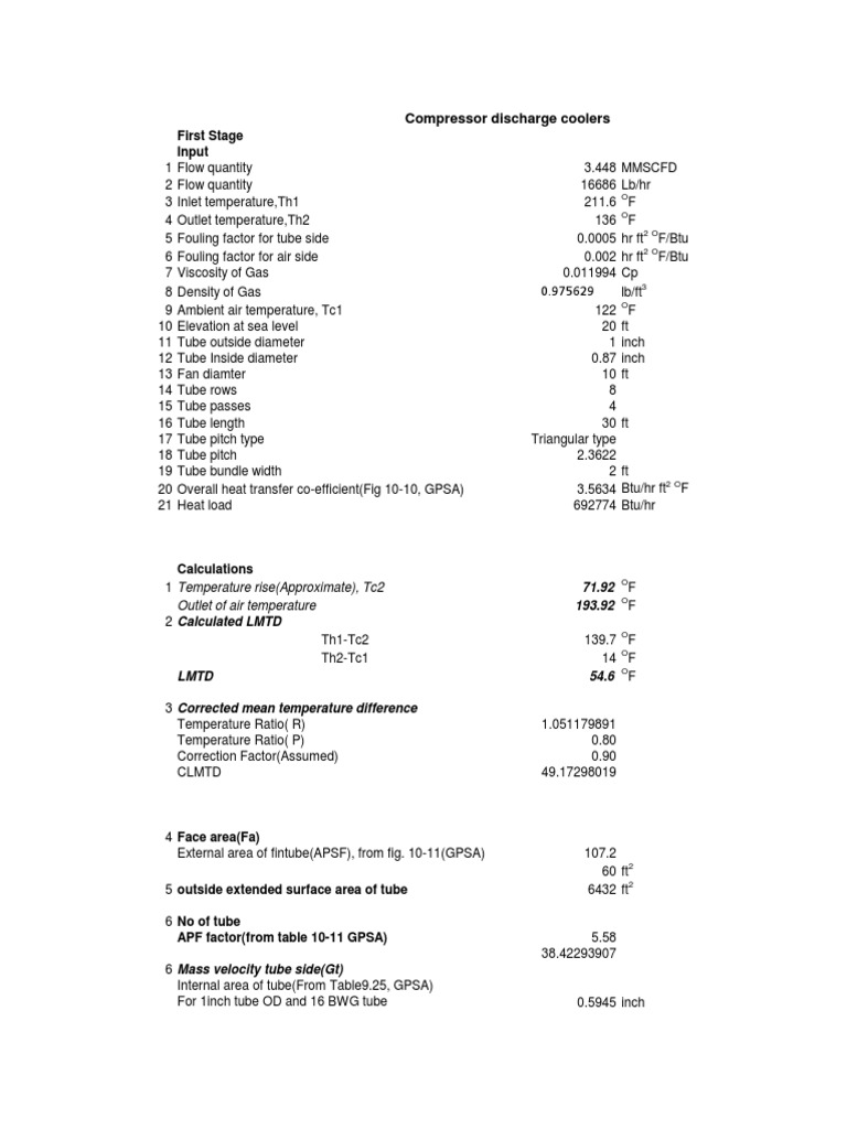Air Cooler Design PDF Horsepower Pressure
