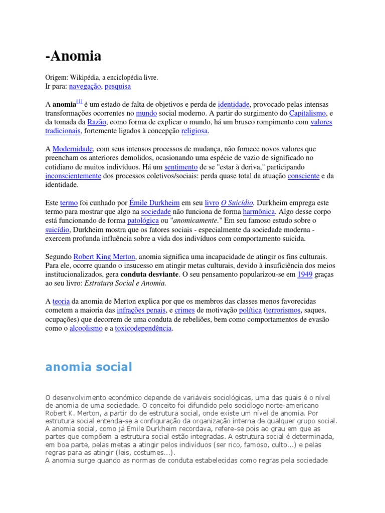 Anomia Social | Ciências Comportamentais | Psicologia e ciência cognitiva