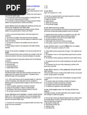 Community Health Nursing Practice Questions With Rationale