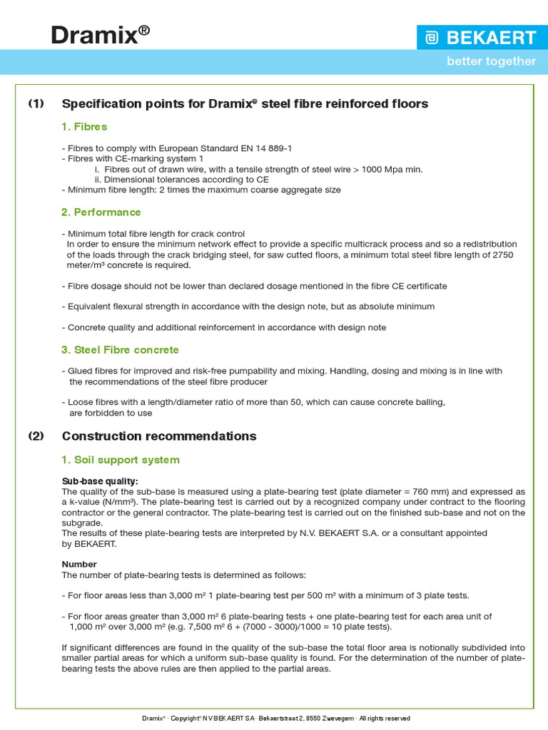 Specification Text Reinforced Floors | PDF | Fibers | Concrete