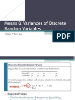 Means & Variances of Discrete Random Variables: Chap. 7 Sec. 2a