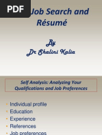 The Job Search and Résumé: by DR Shalini Kalia