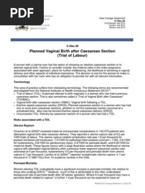C-Obs 38 Planned Vaginal Birth After C-Section New Jul 10
