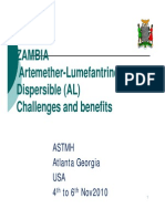 Zambia at TH L F Ti Artemether-Lumefantrine Dispersible (AL) P Challenges and Benefits