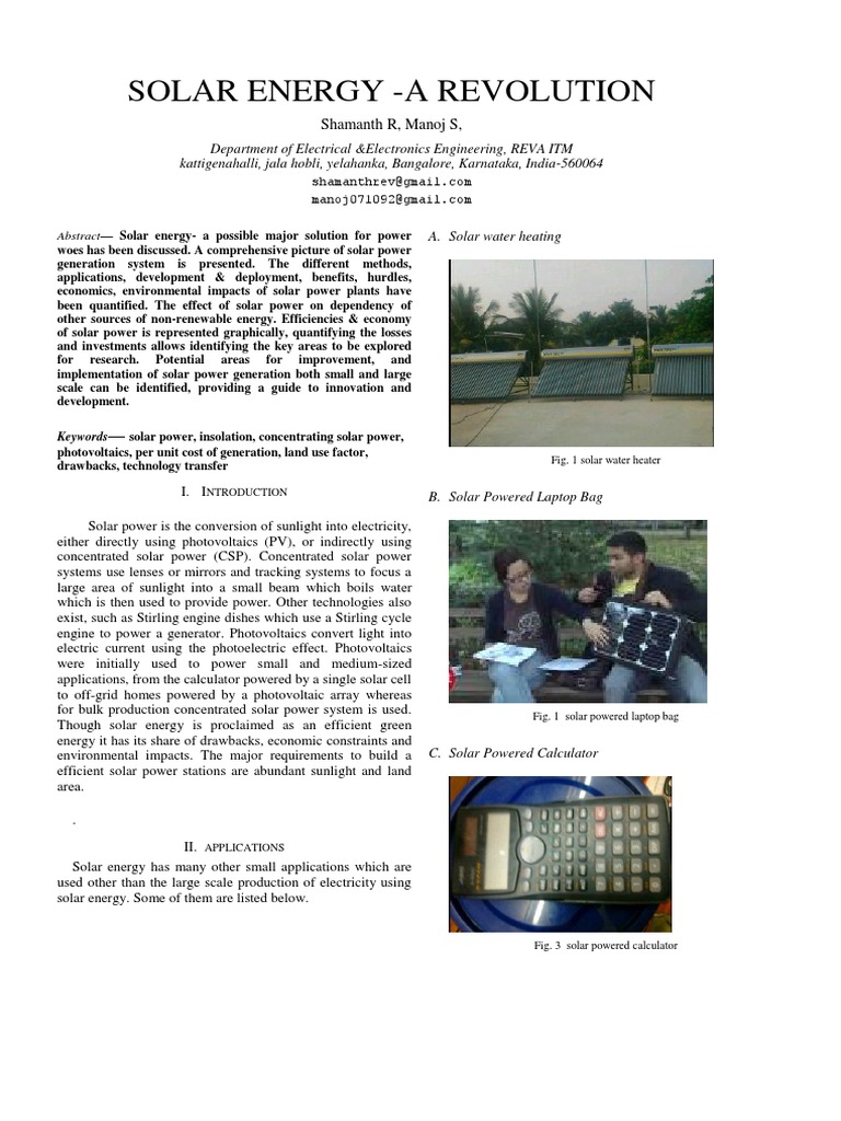 Solar Energy A Revolution | PDF | Solar Power | Solar Energy