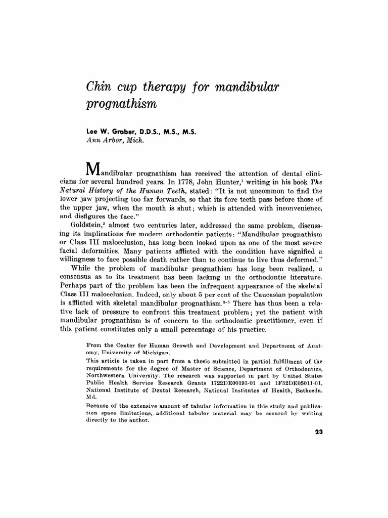 Chin Cup Therapy For Mandibular Prognathism PDF Orthodontics Wellness