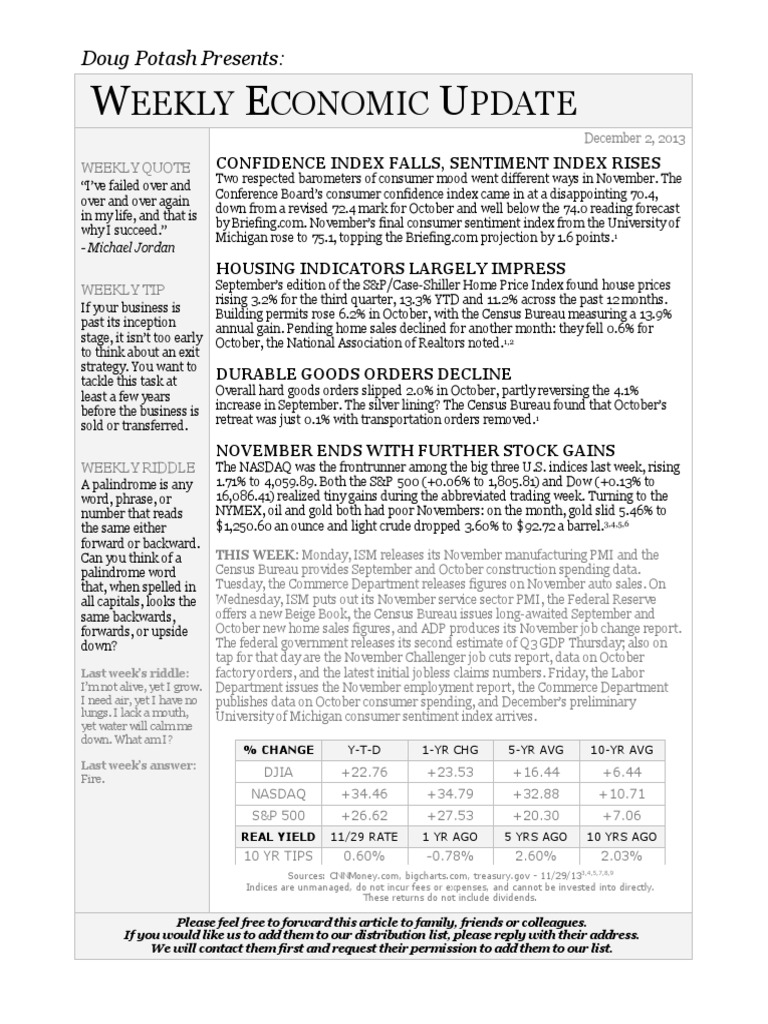 Weekly Economic Update PDF New York Mercantile Exchange Stock