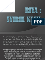 Riya - Syirik Kecil