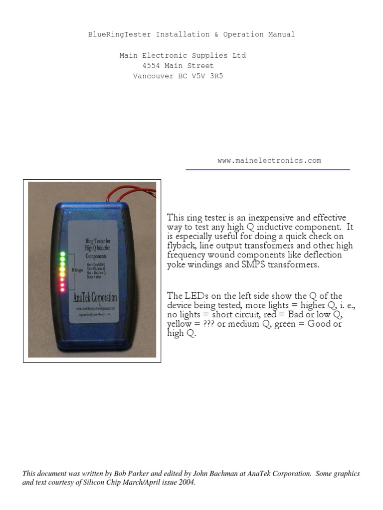 Blue Ring Tester PDF Inductor Printed Circuit Board