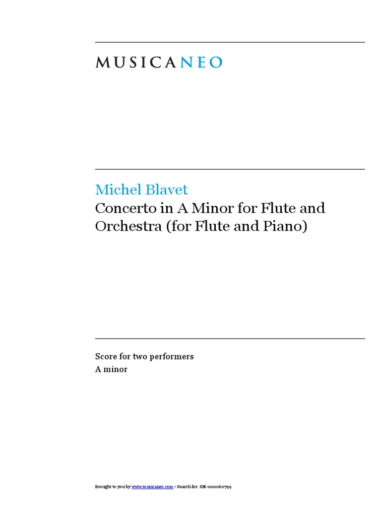 Michel Blavet Concerto in A Minor For Flute and Orchestra (For Flute