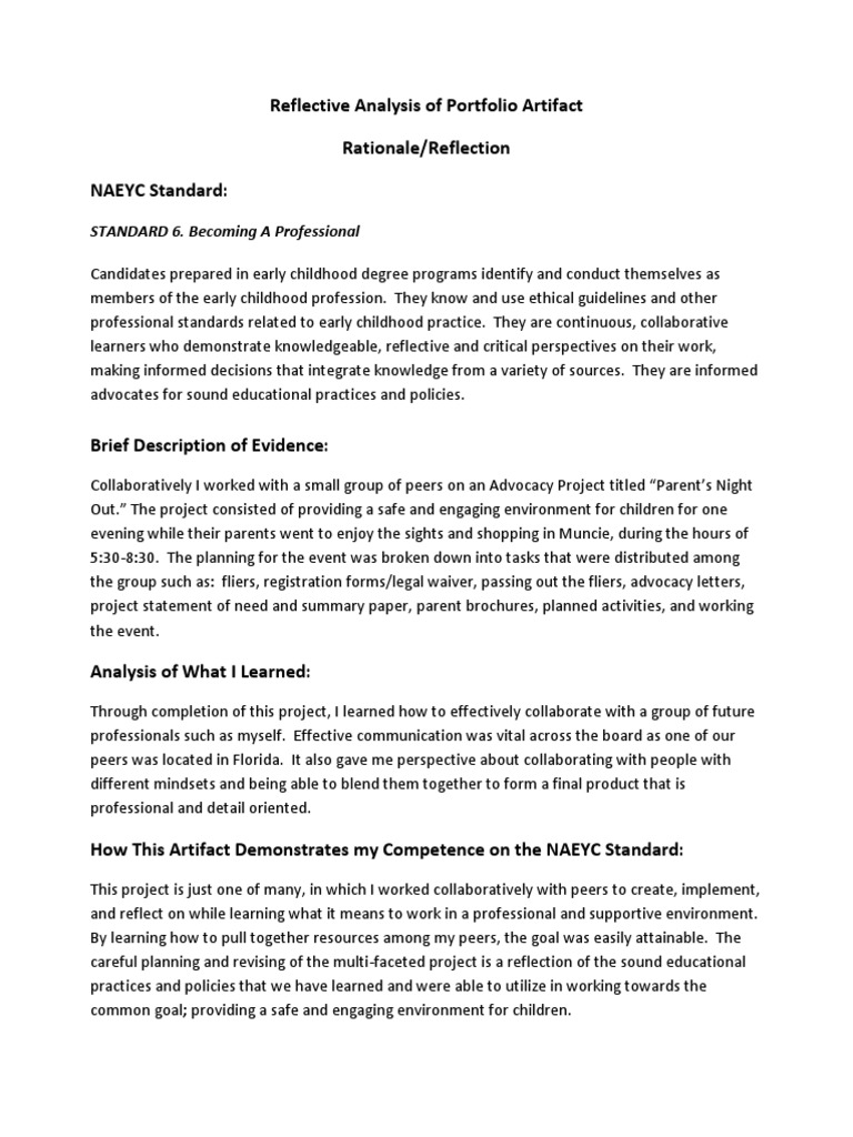 Reflective Analysis on Early Childhood Advocacy | PDF
