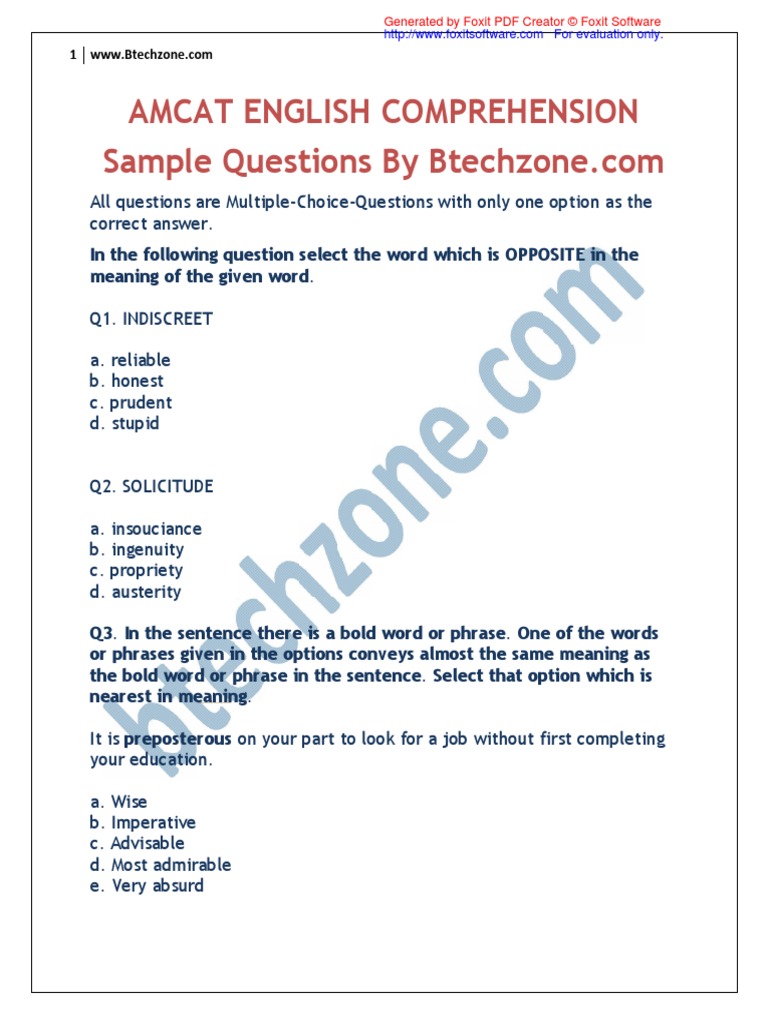 Amcat English Comprehension | PDF | Leadership | Entrepreneurship