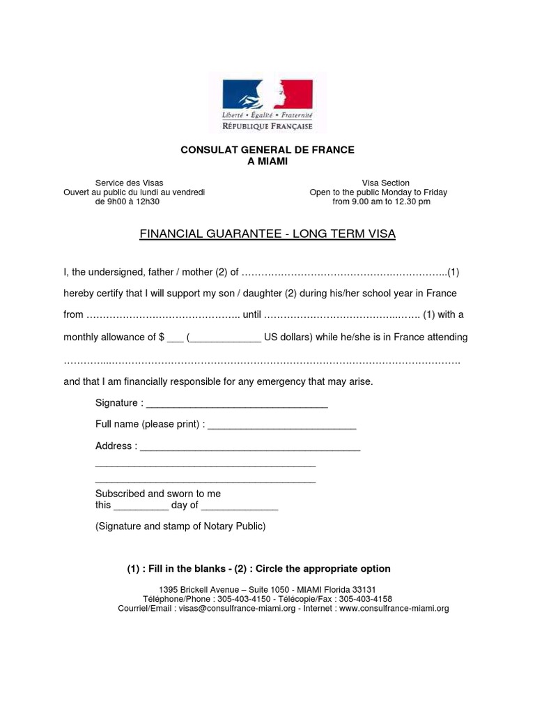  Schengen Visa Financial Guarantee Sample Letter format