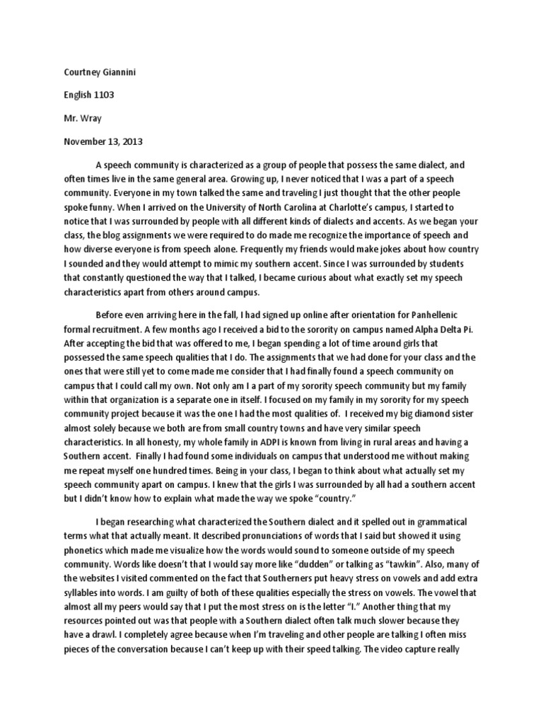 Characteristics of speech community image