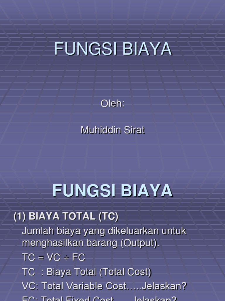 Contoh Soal Fungsi Produksi
