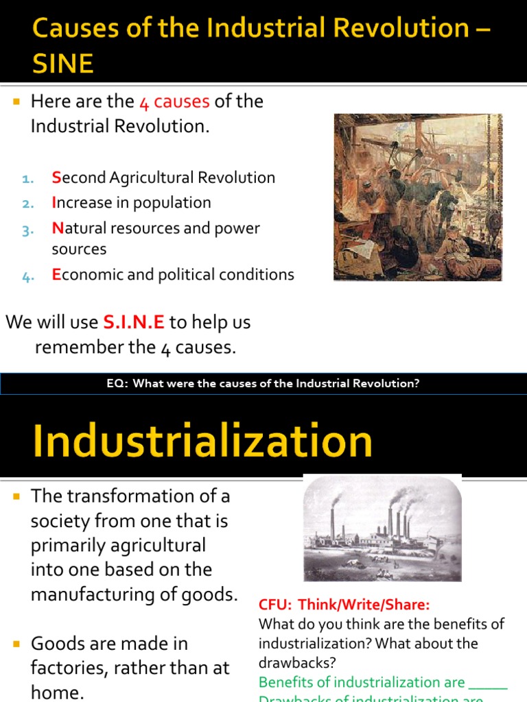 Notes 2013 Causes of Industrial Revolution PDF Industrial