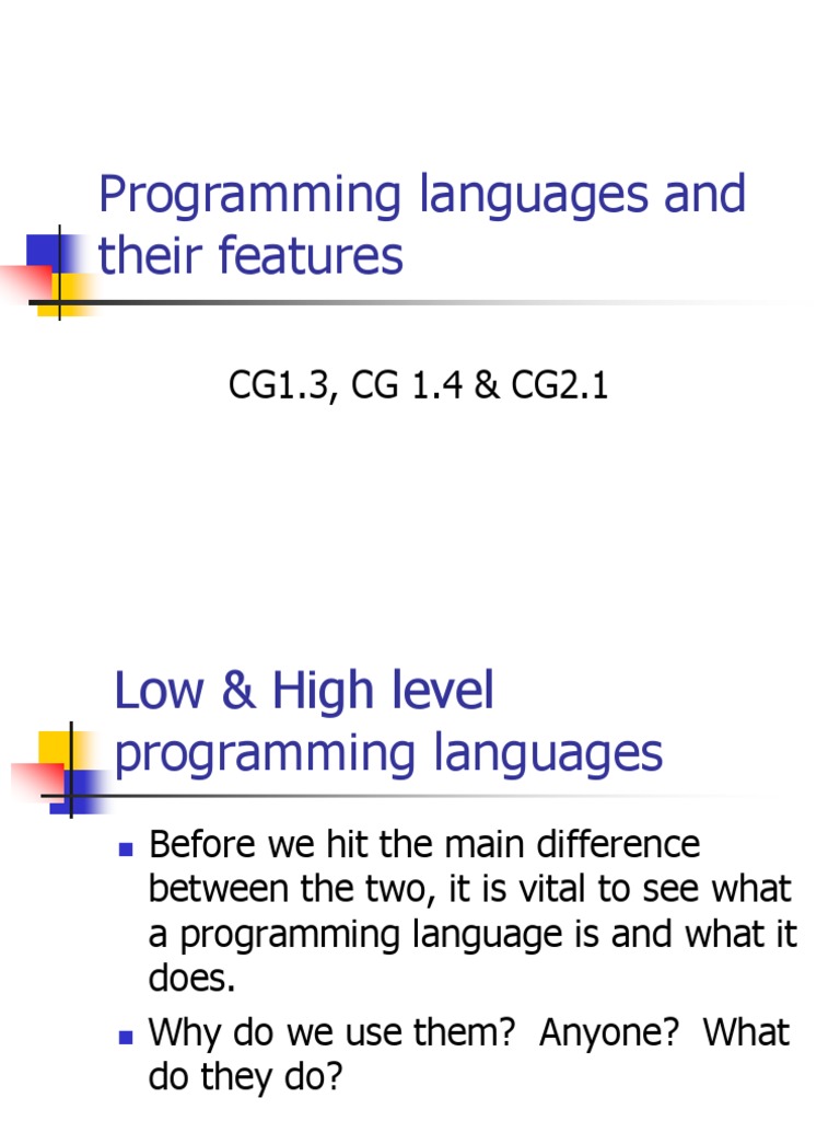 Programming Languages and Their Features | PDF | Variable (Computer ...