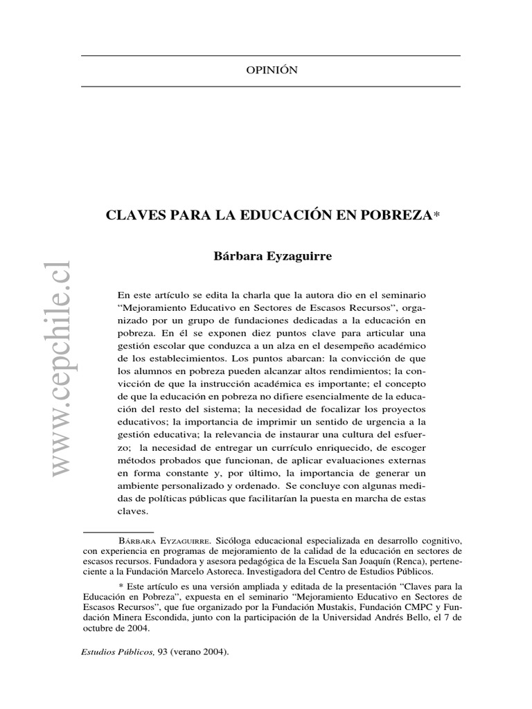 Claves para la Educación en Pobreza | PDF | Pobreza | Pobreza e indigencia