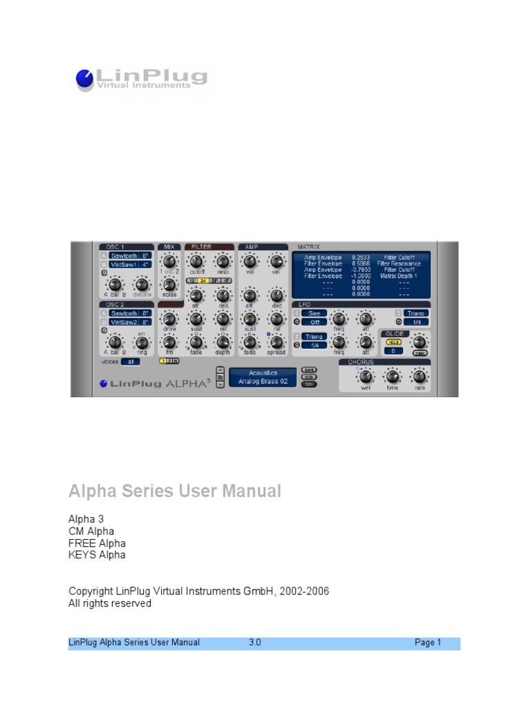 LinPlug Alpha Manual 300 | PDF | Electronics | Electrical Engineering