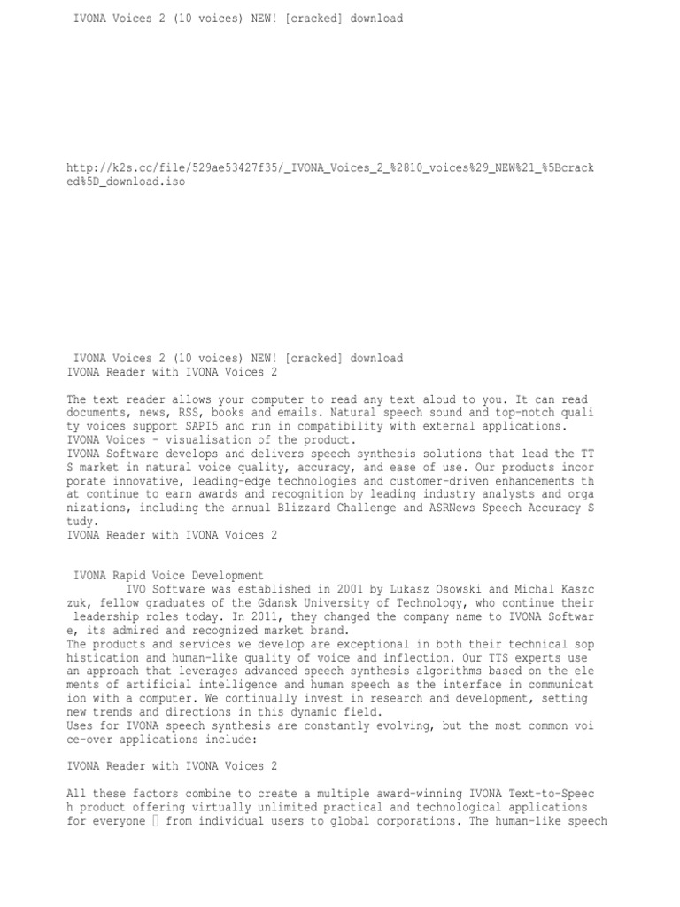 Ivona Voices 2 10 Voices New Cracked Download Speech Synthesis Visual Impairment
