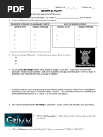 GRIMM: EL CUCUY Worksheet